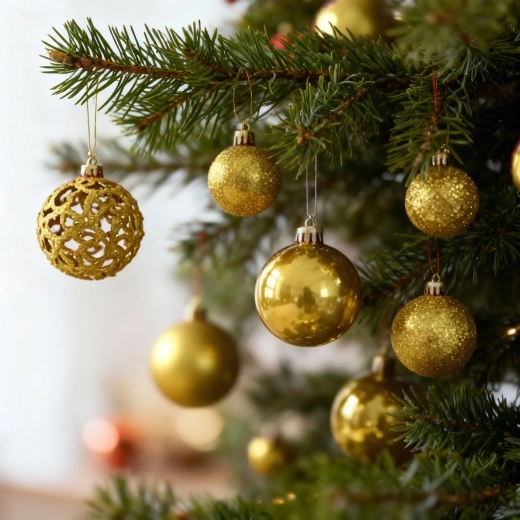 Set de ornamente aurii de Crăciun cu vârf pentru brad