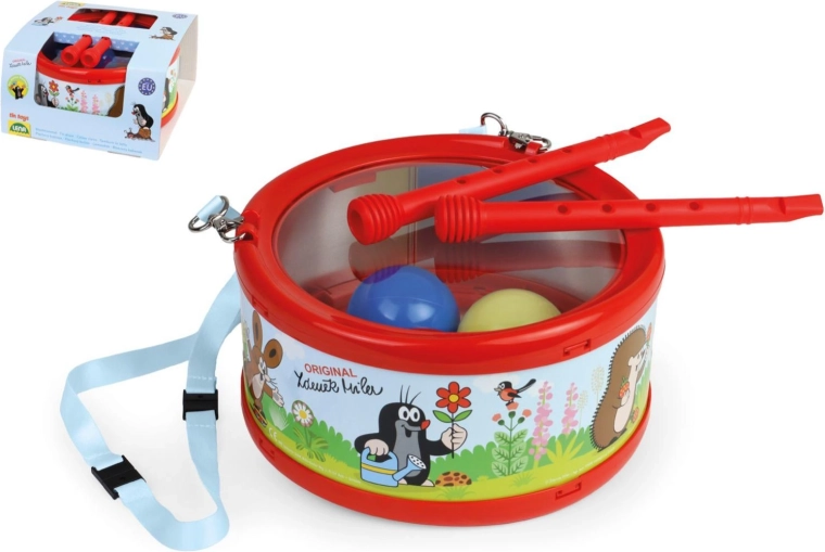 Tobă metalică Krtek 21 cm cu bețe