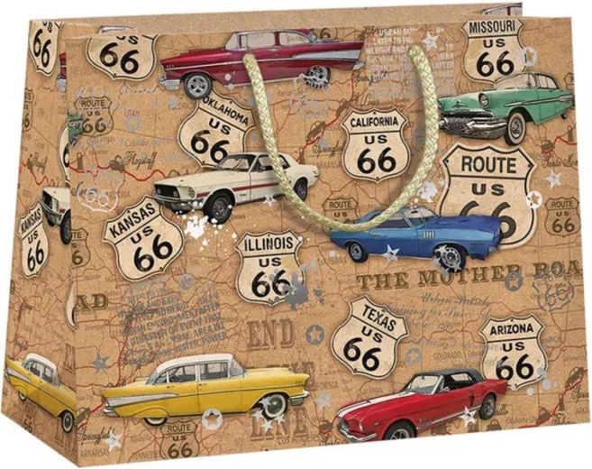 Pungă cadou Argus Route 66 mașini natur eco friendly - 1 bucată