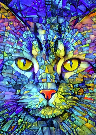 Enjoy puzzle Fiona, pisica din vitraliu, 1000 de piese