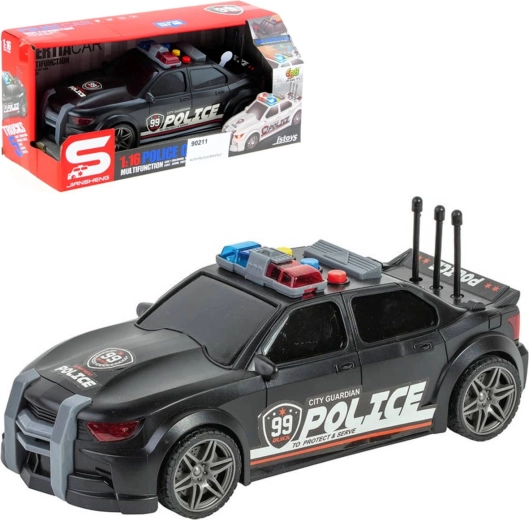 Mașină de poliție sport cu mecanism cu inerție, cu lumină și sunet - 1 bucată