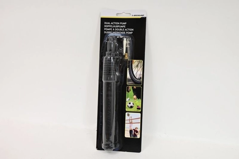 Pompă manuală Dunlop cu ac și accesorii, cu dublă acțiune, pentru mingi, 23,5 cm