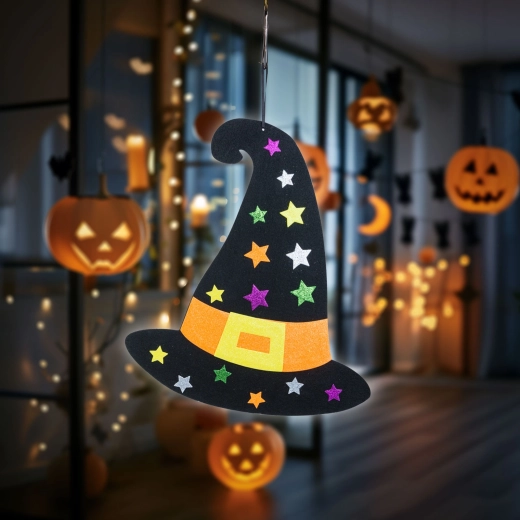 Decorațiune suspendată de Halloween, pălărie de vrăjitoare din fetru