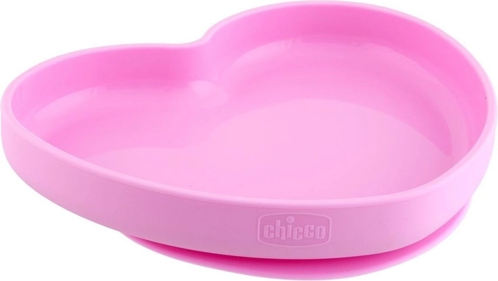 Farfurie din silicon Chicco inimioară roz 9 m+