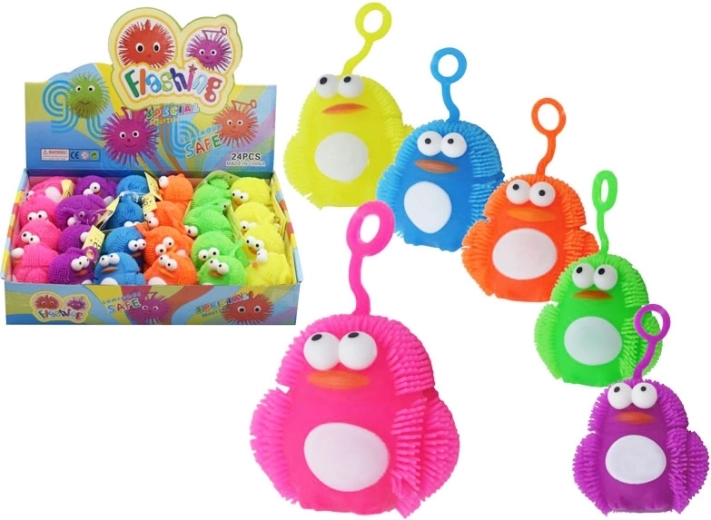 pinguin antistres luminos 7 cm, cu mecanism cu arc, mix de culori