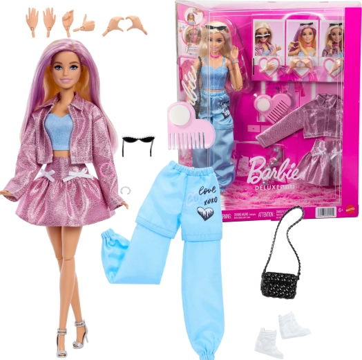 Barbie Deluxe Style set de modă cu păpușă, haine și accesorii