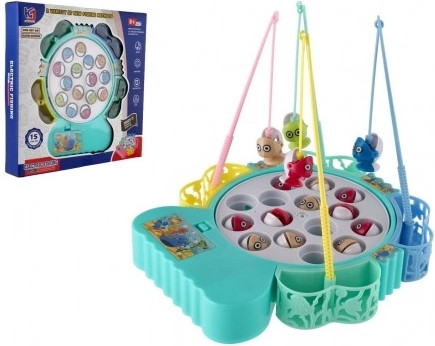 Joc pești/pescar magnetic din plastic + undiță 4 buc cu baterii în cutie 27x26x4 cm