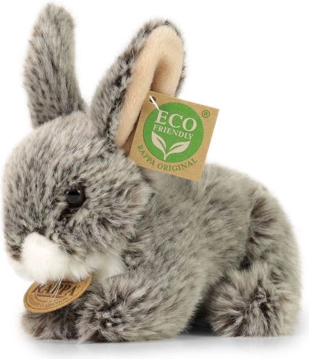 Iepuraș de pluș gri închis, culcat, Eco-Friendly, 17 cm