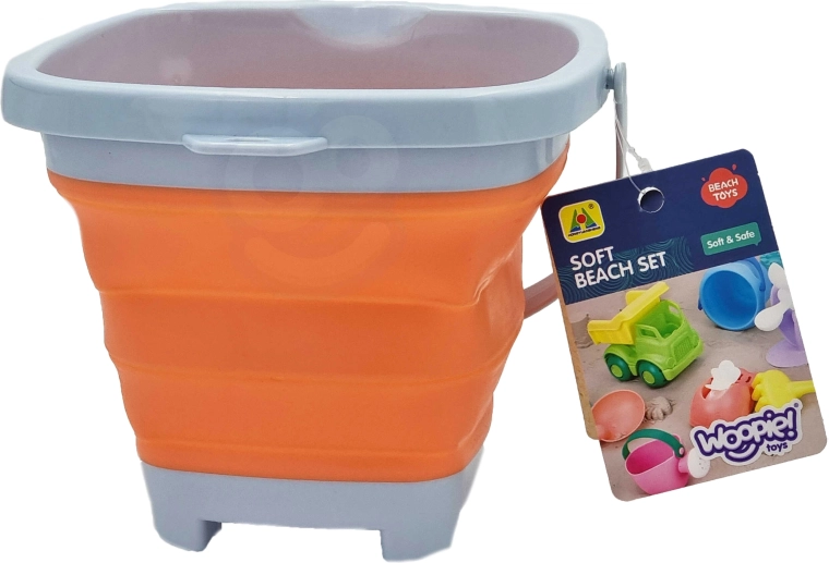 Găleată pliabilă din silicon Woopie, pătrată, portocalie, 5 l
