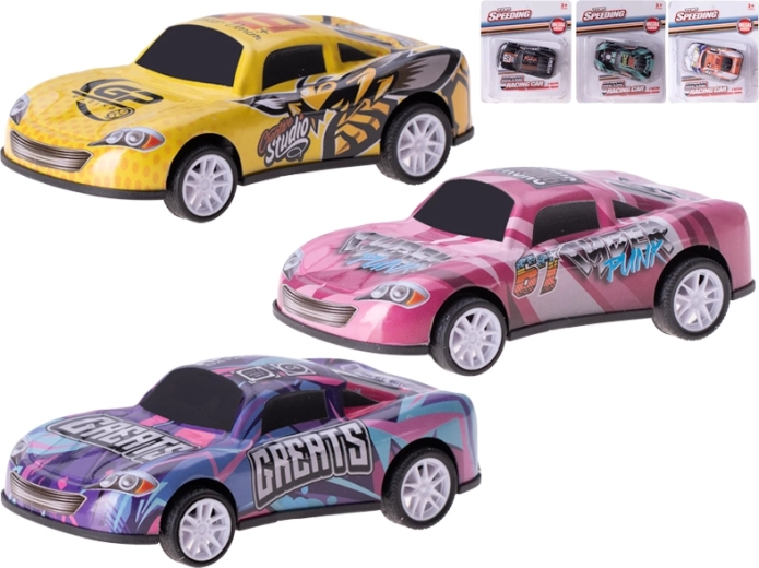 Mașinuță de curse metalică cu mecanism pull-back 10 cm