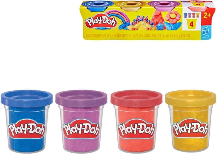 Play-Doh plastilină metalică cu confetti, 4 recipiente