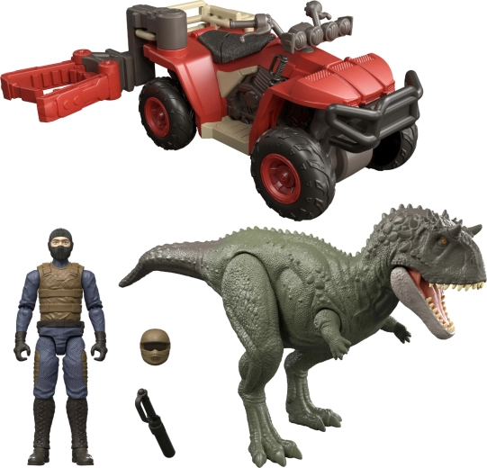 Mattel Jurassic World Ekryksinatosaurus și vehicul de teren cu dispozitiv de capturare – set de joacă cu figurine