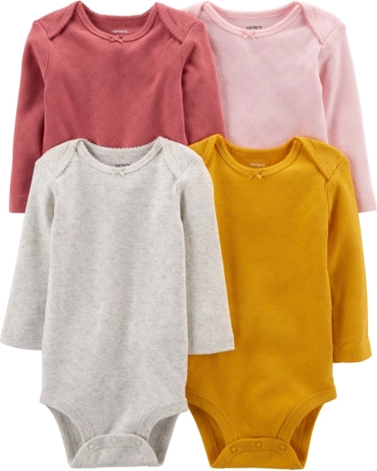 Body pentru fetițe Carter’s cu mânecă lungă, multicolor, 4 buc., mărimea 56 (NB)