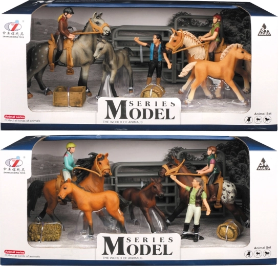 Animale de la fermă – set cai cu călăreț și accesorii