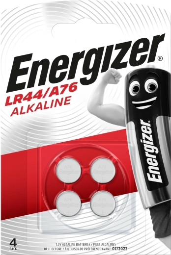Baterii alcaline tip buton ENERGIZER A76 LR44 1,5 V, 150 mAh, 4 buc