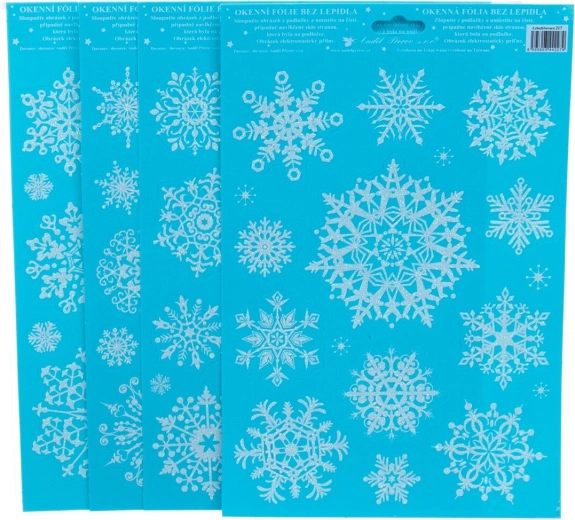 Folie decorativă pentru ferestre cu fulgi de nea cu sclipici 20 × 30 cm (4 variante)