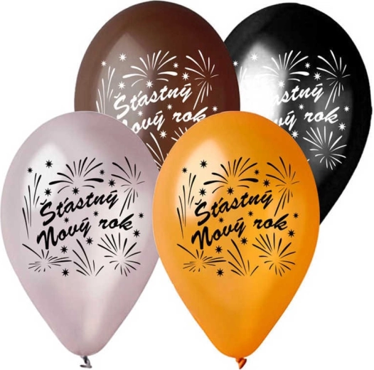 Balon din latex metalizat Gemar „La mulți ani” 28 cm - 1 bucată