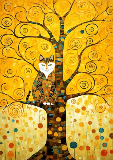 Enjoy Puzzle Pisica lui Gustav Klimt în arborele vieții 1000 de piese