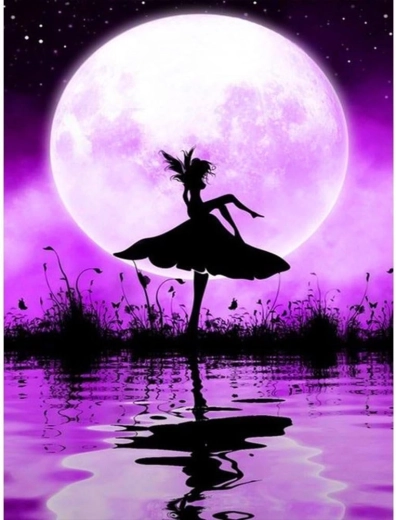 Pictură cu diamante Balerină lângă iaz 30 × 40 cm