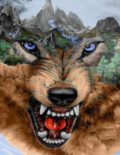 Norimpex pictură cu diamante lup și munți 80 × 40 cm