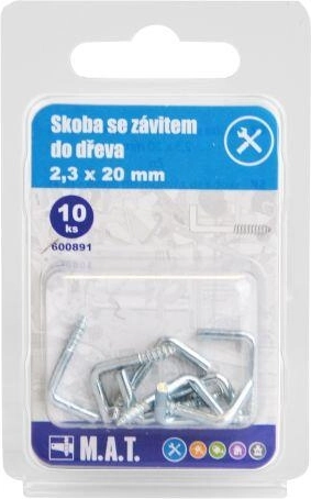 Cârlig cu filet pentru lemn 20 × 2,3 mm, zincat (10 buc.)