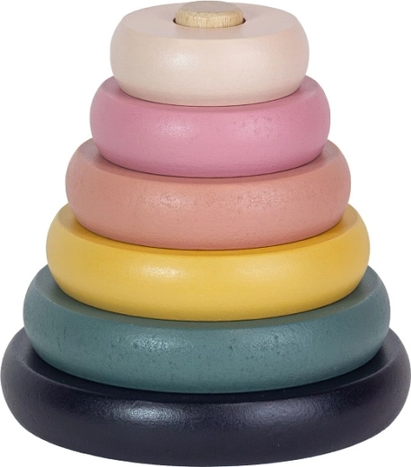 Petite&Mars piramidă de stivuire din lemn Orbit Wood of Mars Aurora Pink