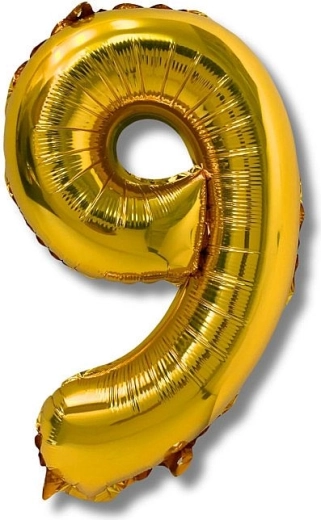 Baloan din folie cifră 9, 40 cm, auriu