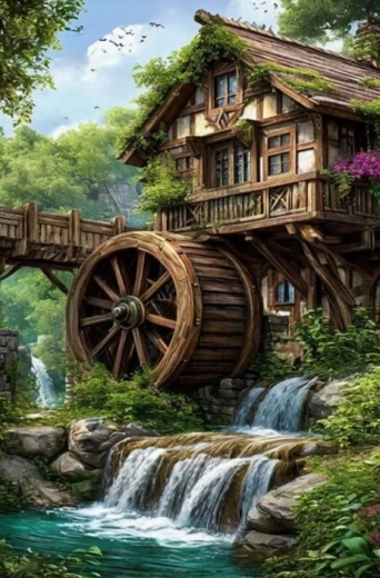 Norimpex pictură cu diamante Moara de pe pârâu 30 × 40 cm