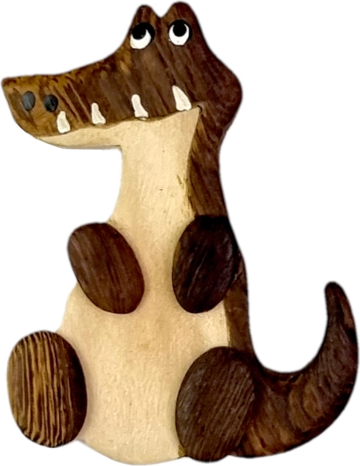 Magnet din lemn crocodil – decorațiune lucrată manual