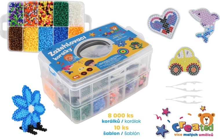 Mărgele de călcat Created cu șabloane în cutie de plastic