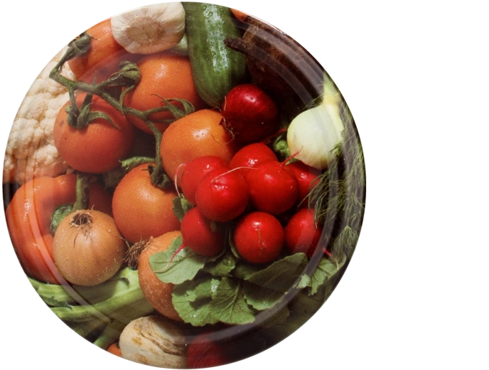 Set de capace pentru conservare 66 mm cu motiv de legume