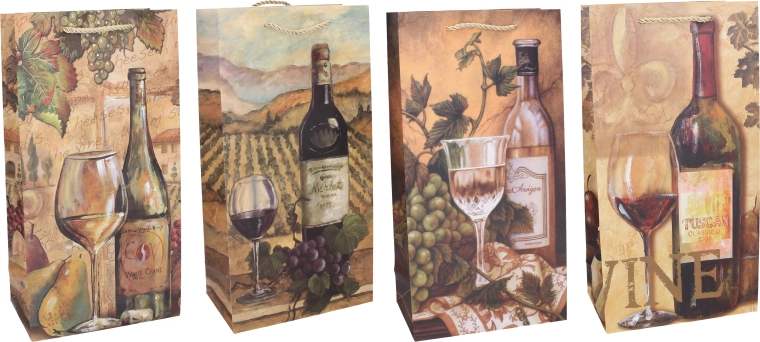 Pungă cadou pentru 2 sticle M, 18 × 35 × 9 cm, pentru tot anul