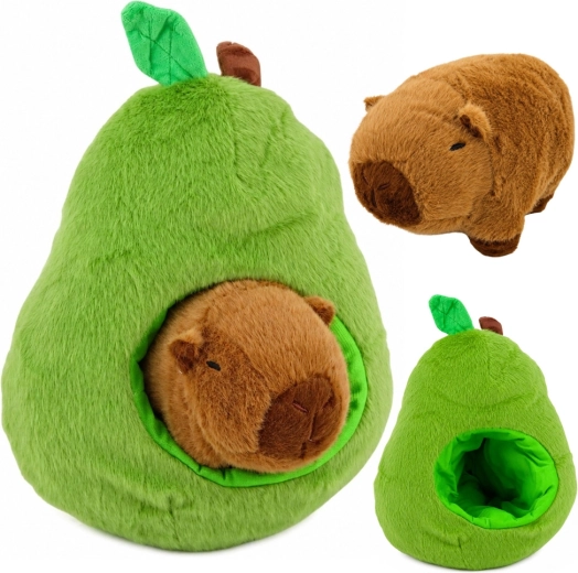 Avocado verde din pluș cu capibara 2în1, 25 cm