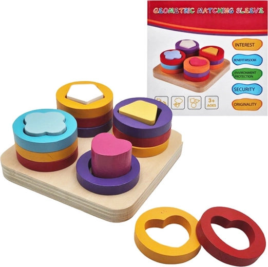 Puzzle din lemn cu forme pentru copii 3+