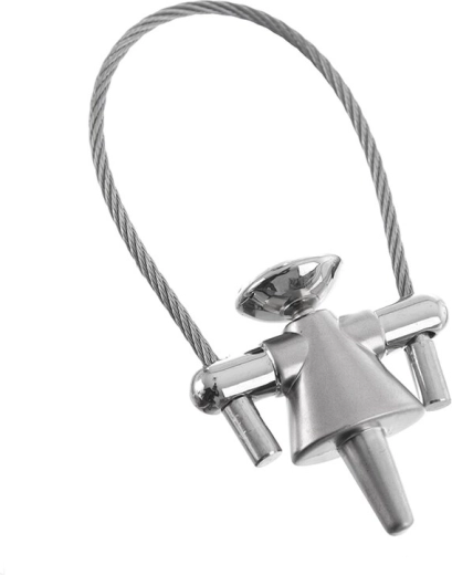 Breloc metalic cu cablu – păpușă, 8 cm