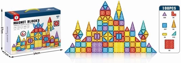 Set de construcție magnetică 3D, 100 piese