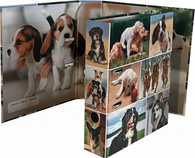 Biblioraft cu pârghie A4, 7,5 cm, din carton – câini
