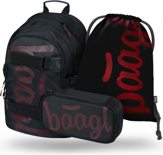 Set Școlar BAAGL Skate Red: Rucsac, Penar, Săculeț
