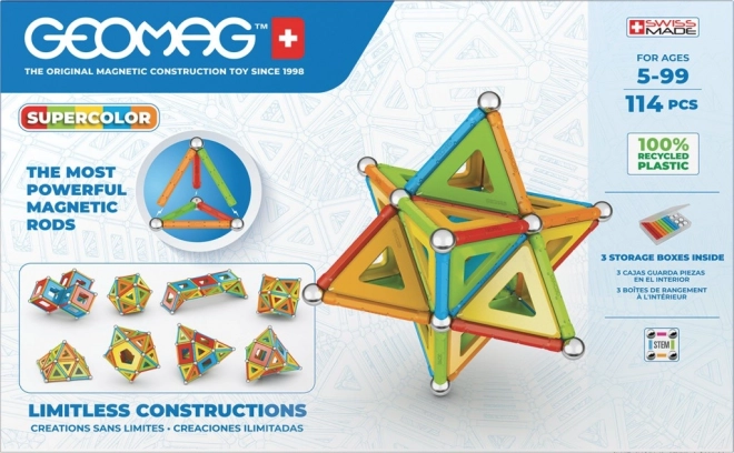 GEOMAG Supercolor set de construcție magnetic, 114 piese