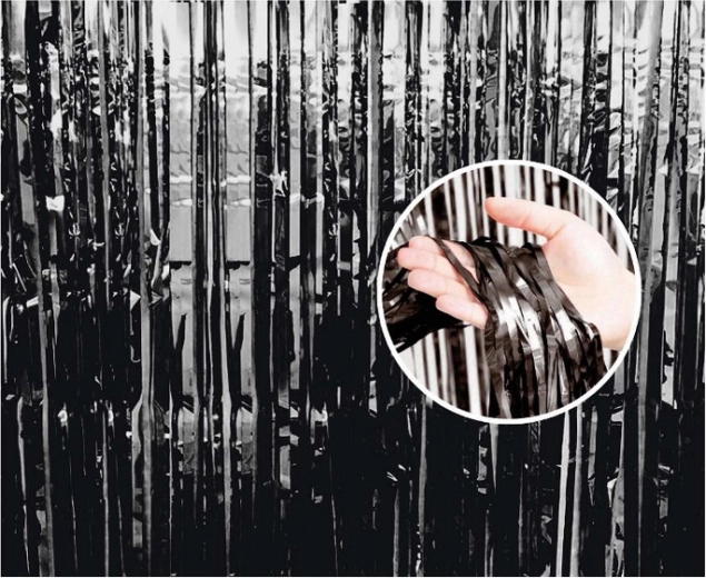 Cortină decorativă lucioasă din folie, neagră, 240 cm - 1 bucată
