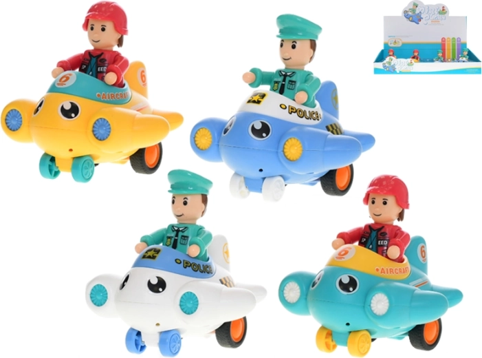 Avionaș de plastic cu mecanism inerțial pentru copii 18+ luni