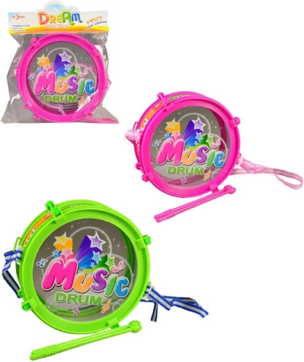 Tobă de plastic pentru copii 20 cm cu 2 bețe - 1 bucată
