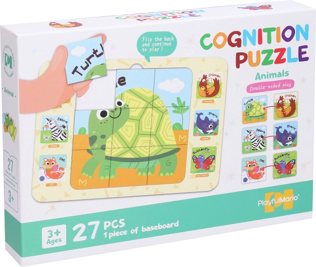 Puzzle cu animăluțe față-verso, 27 de piese, 25 × 18 cm