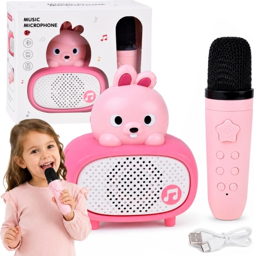 Karaoke interactiv pentru copii cu microfon Bluetooth și difuzor iepuraș
