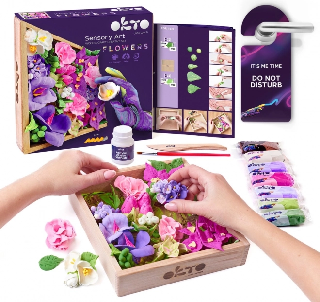 OKTO INSPIRATION set creativ de modelare a florilor în ramă de lemn 21 × 21 cm