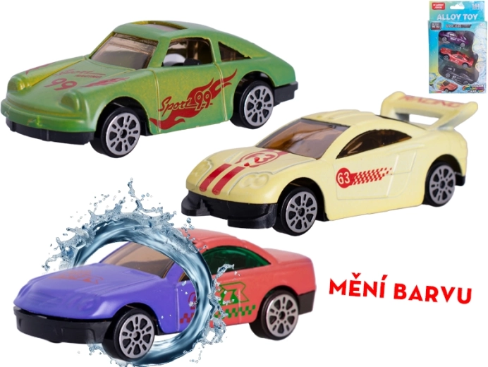 Set de mașinuțe metalice 7 cm care își schimbă culoarea – rulare liberă, 3 buc.