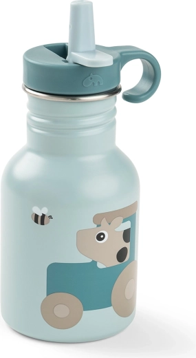 Done by Deer sticlă din oțel inoxidabil pentru copii Tiny farm albastră 350 ml