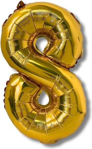 Balon din folie cifră 8 auriu 40 cm