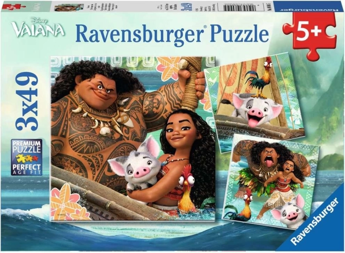Ravensburger puzzle Vaiana, prințesa curajoasă: Drumul spre aventură 3×49 piese
