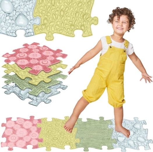 Woopie covorașe senzoriale ortopedice – set 4 bucăți culori pastel